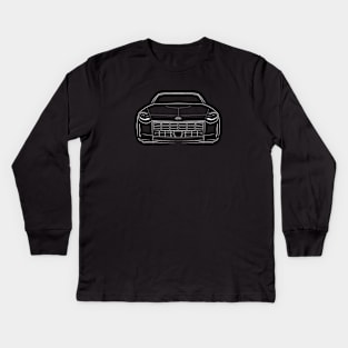 Front/profile - Nissan 400Z - stencil, white Kids Long Sleeve T-Shirt